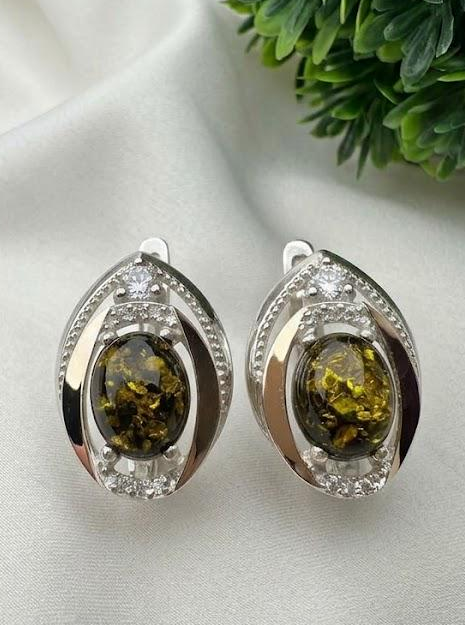 Серьги Райна серебро 925 с напайками золото 375 камней Олива (2976433591) Серьги Райна серебро 925 с напайками золото 375 камней Олива (2976433591)