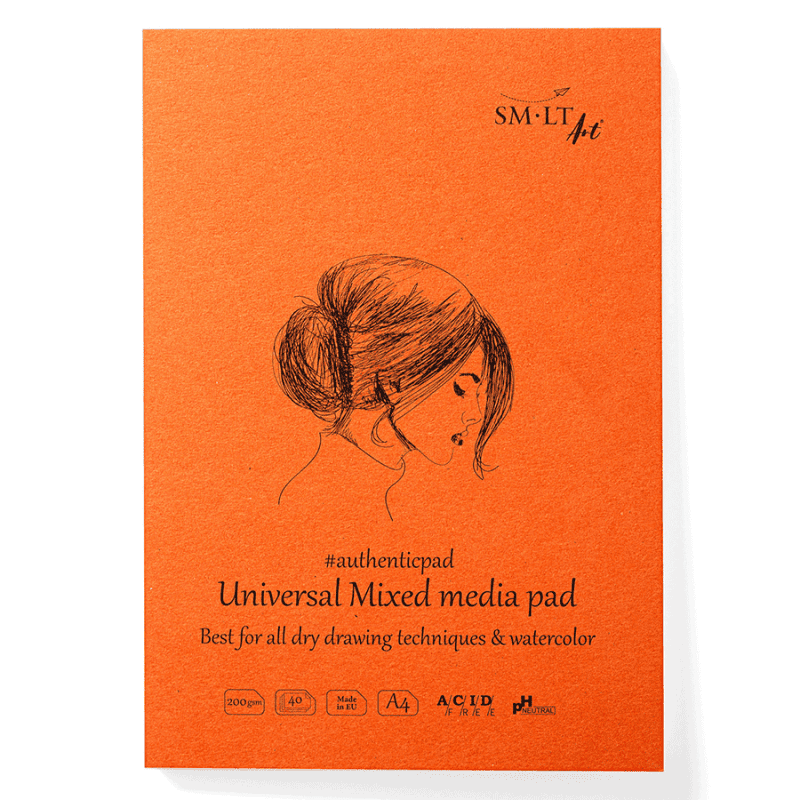Альбом для акварели Smiltainis Universal Pad склейка Mixed Media 200 г/кв. м 40 л. А4 Белый (9715288)