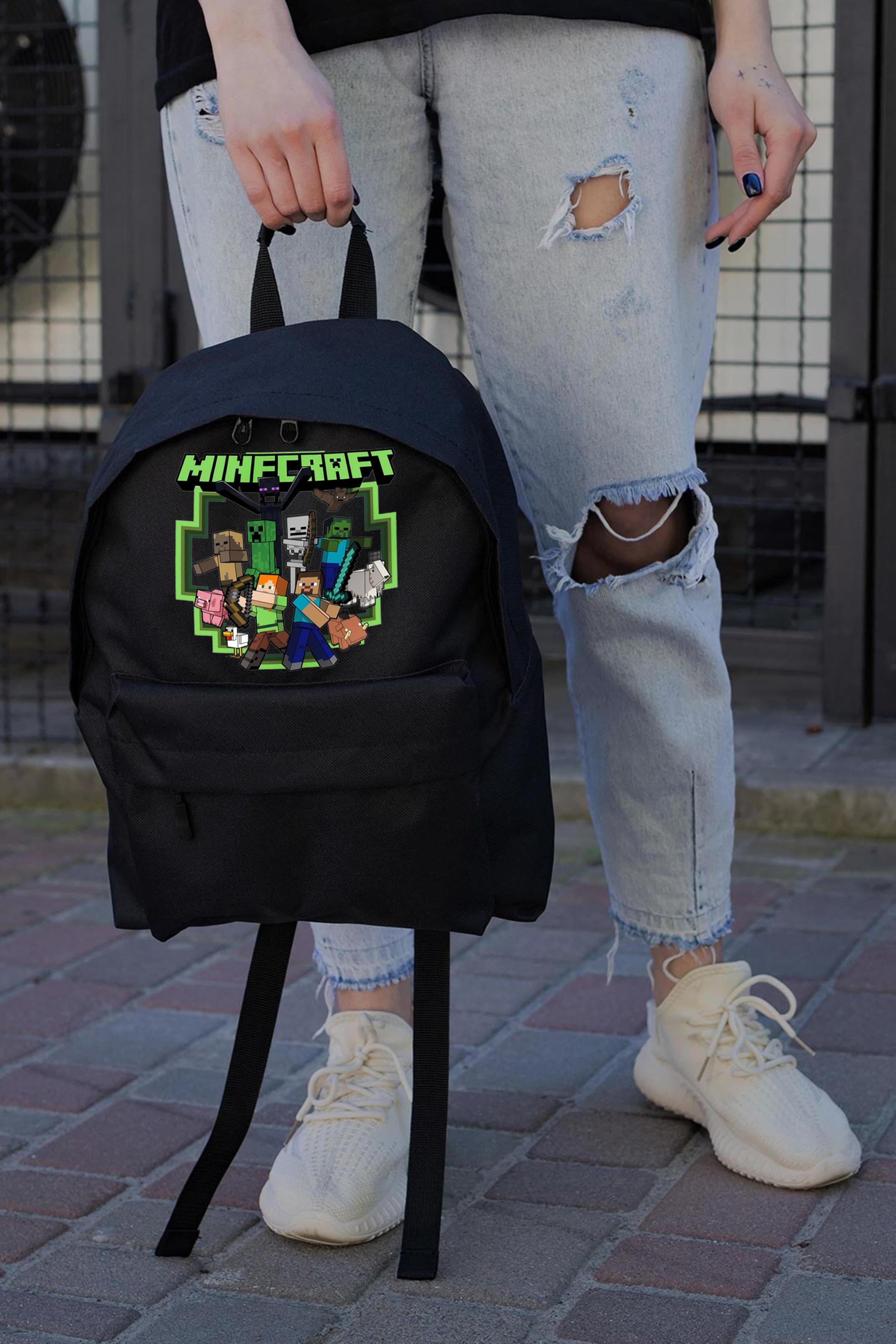 Рюкзак школьный для девочки Without Compact с принтом Майнкрафт Black (8055241)