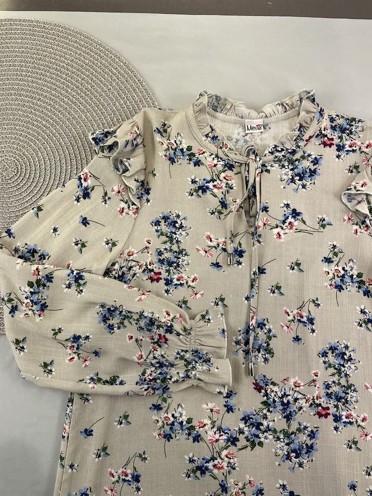 Платье для девочки Mevis Цветочки 4968-01 134 см Серый - фото 6