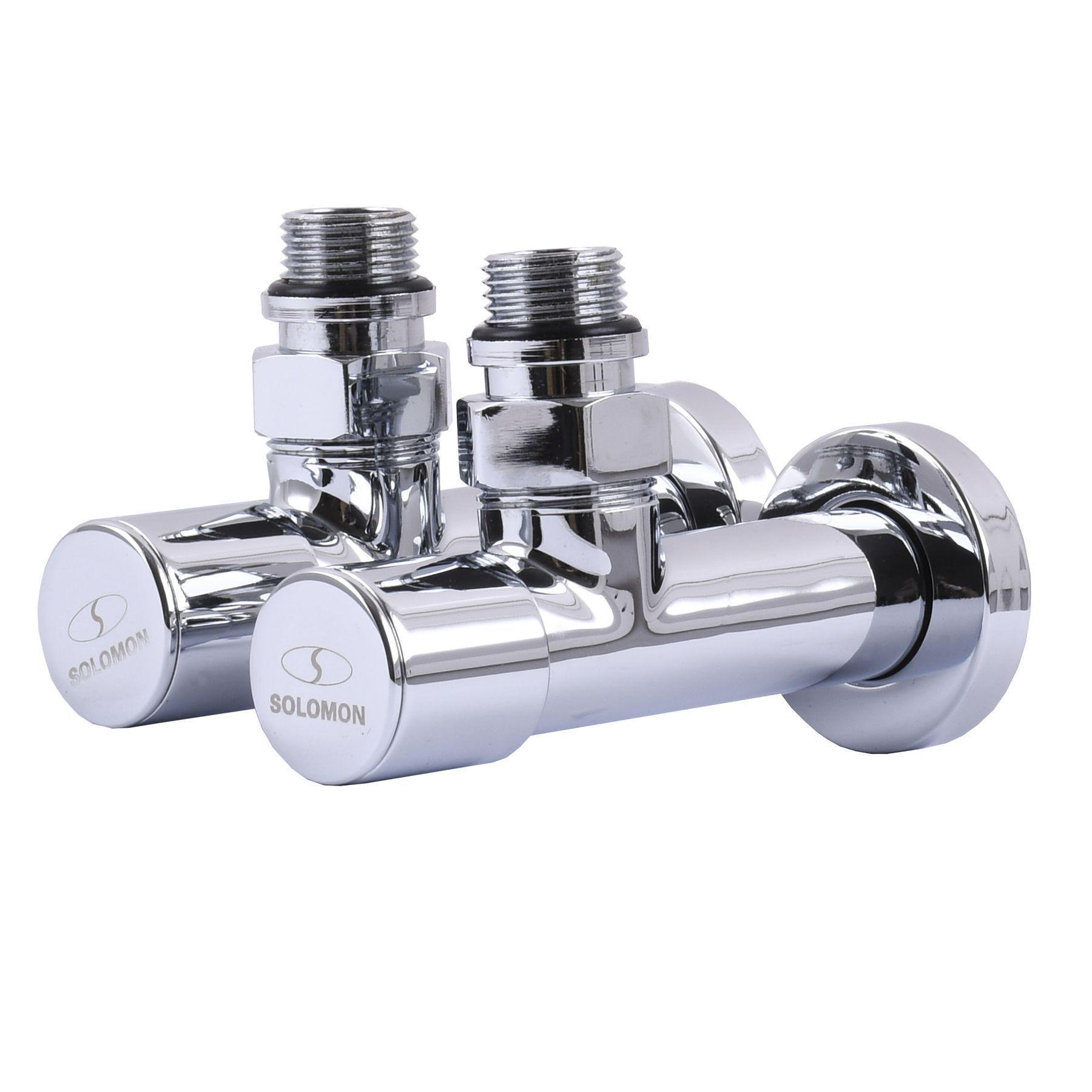 Кран вентильный угловой с американкой Solomon LUX 1/2" 7777 2 шт. Chrome (000017504)