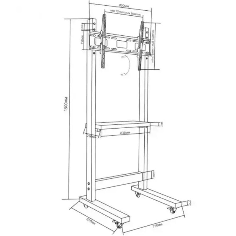 Стійка мобільна SECTOR T7 підставка для телевізора/інтерактивної панелі 43-76" Black (23793656) - фото 8