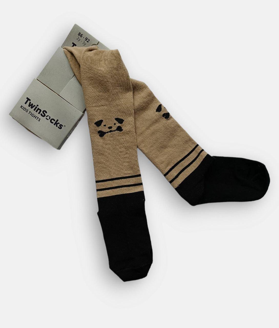 Колготки для мальчика TwinSocks Собачка/Косточка р. 86-92 Бежевый/Черный (310) - фото 1