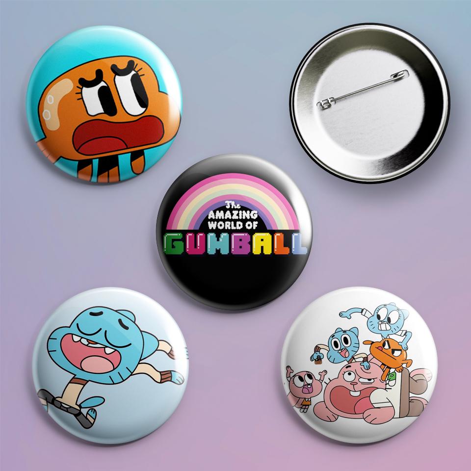 Значки на рюкзак с принтом Amazing World of Gumball 5 шт.