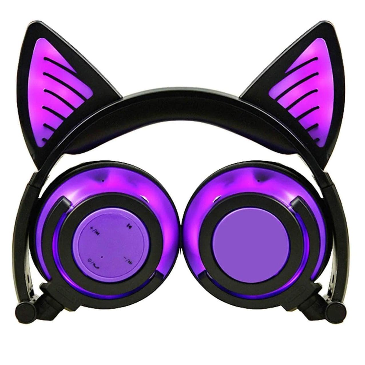 Наушники UFT BL107 Bluetooth светящиеся с кошачьими ушками Purple