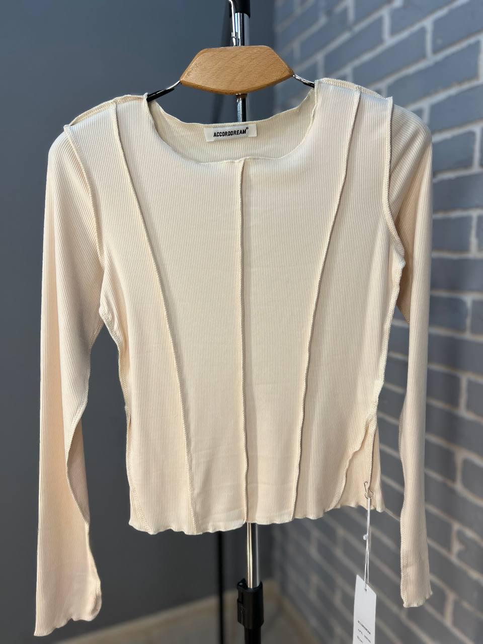 Реглан женский ACCORDDREAM 20530 лонгслив вывернутые швы рубчик OS Бежевый (1334) - фото 4 Реглан женский ACCORDDREAM 20530 лонгслив вывернутые швы рубчик OS Бежевый (1334) - фото 4