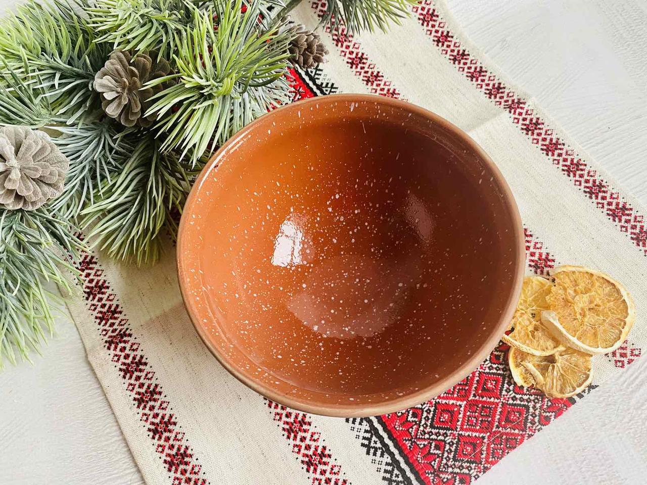 Глиняна миска Зима 500 мл з малюнком ручної роботи - фото 2 Глиняна миска Зима 500 мл з малюнком ручної роботи - фото 2