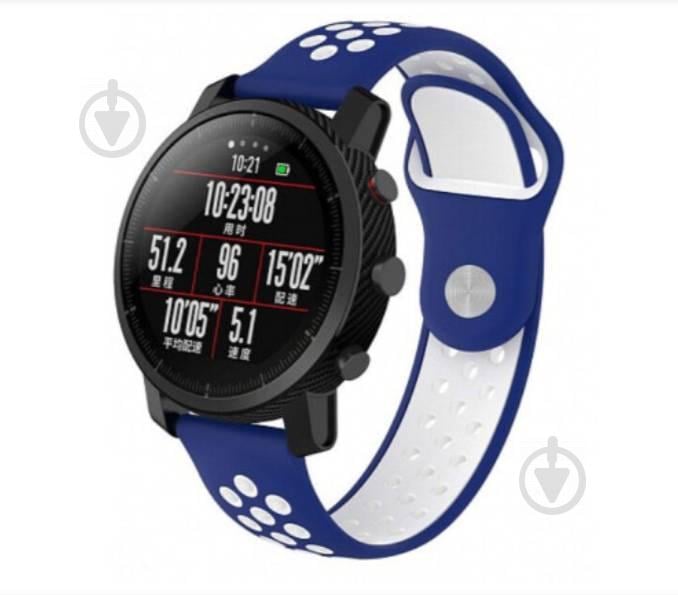Ремешок BeWatch для Xiaomi Amazfit Stratos | Pace | GTR 47mm силиконовый 22мм Сине Белый (1020152)