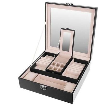 Шкатулка-органайзер для украшений с зеркалом Черный