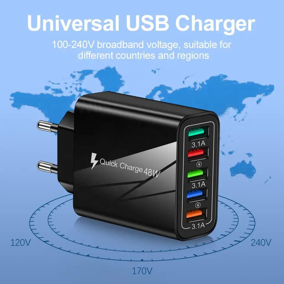 Устройство сетевое зарядное VHG A501-2 QC30 5USB Phone Fast Charger Black - фото 2