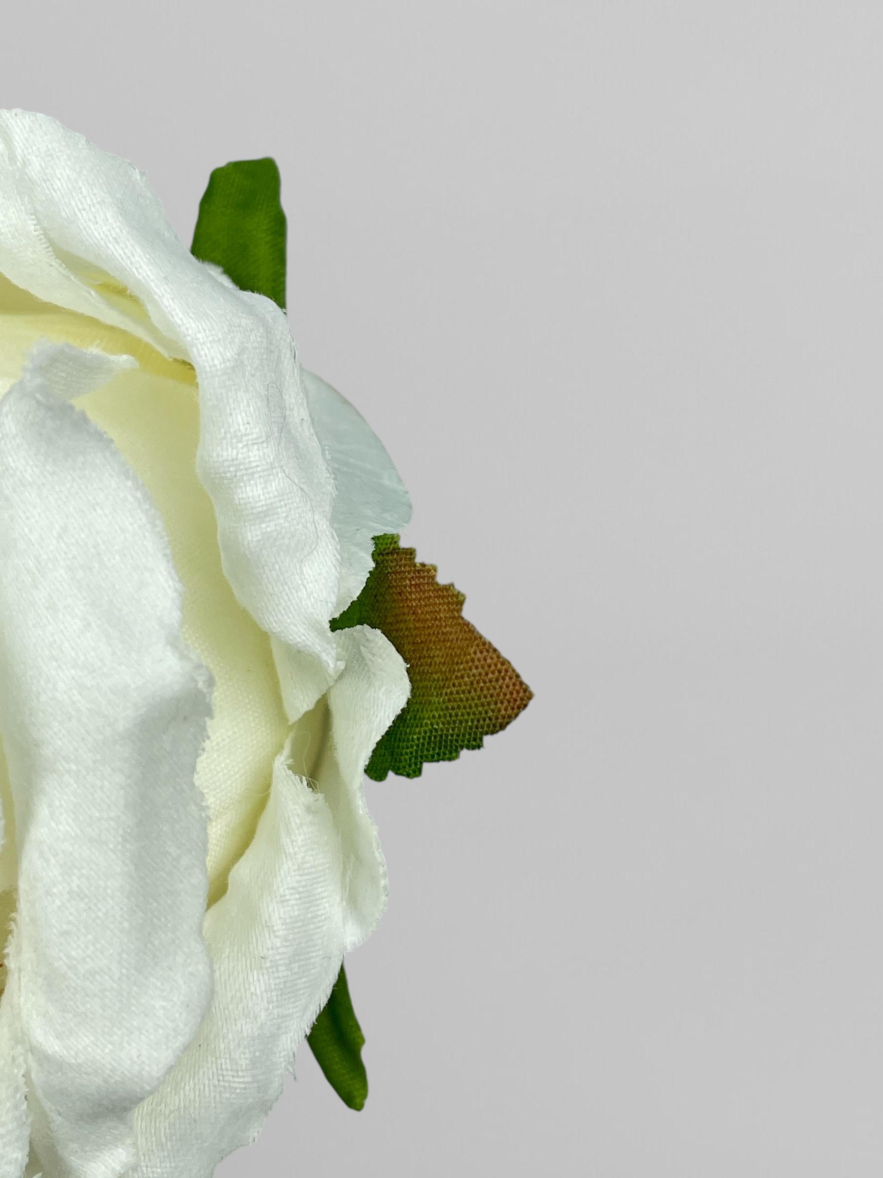 Искусственная головка розы сатиновая 10 см Белый (К02016) - фото 4