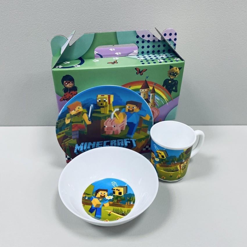 Набор детской посуды Майнкрафт из стеклокерамики 3 пр. (3535-1)