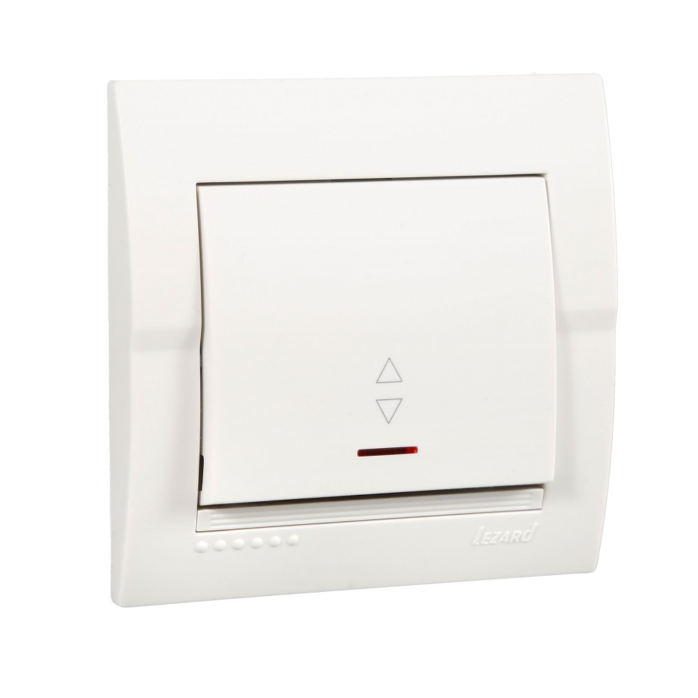 Выключатель Lezard Deriy 1-клавишный проходной с подсветкой Белый