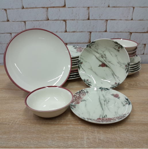 Сервиз столовый OMS TULU фарфор 6 персон 24 шт. Цветочный (KL24-Begonia)