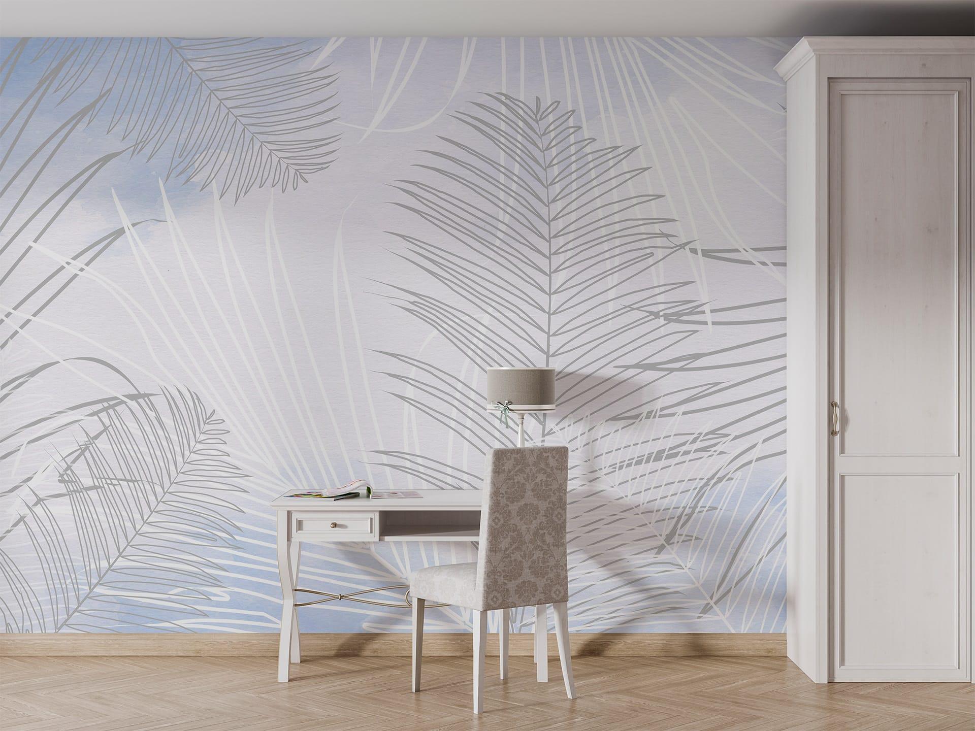 Фотообои флизелиновые Styleo Print-walls Листья на голубом 0357 300х200 см (Pw-0357)