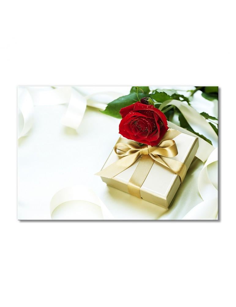 Картина модульная Позолоченный подарочек и роза 1 модуль 40х60 см