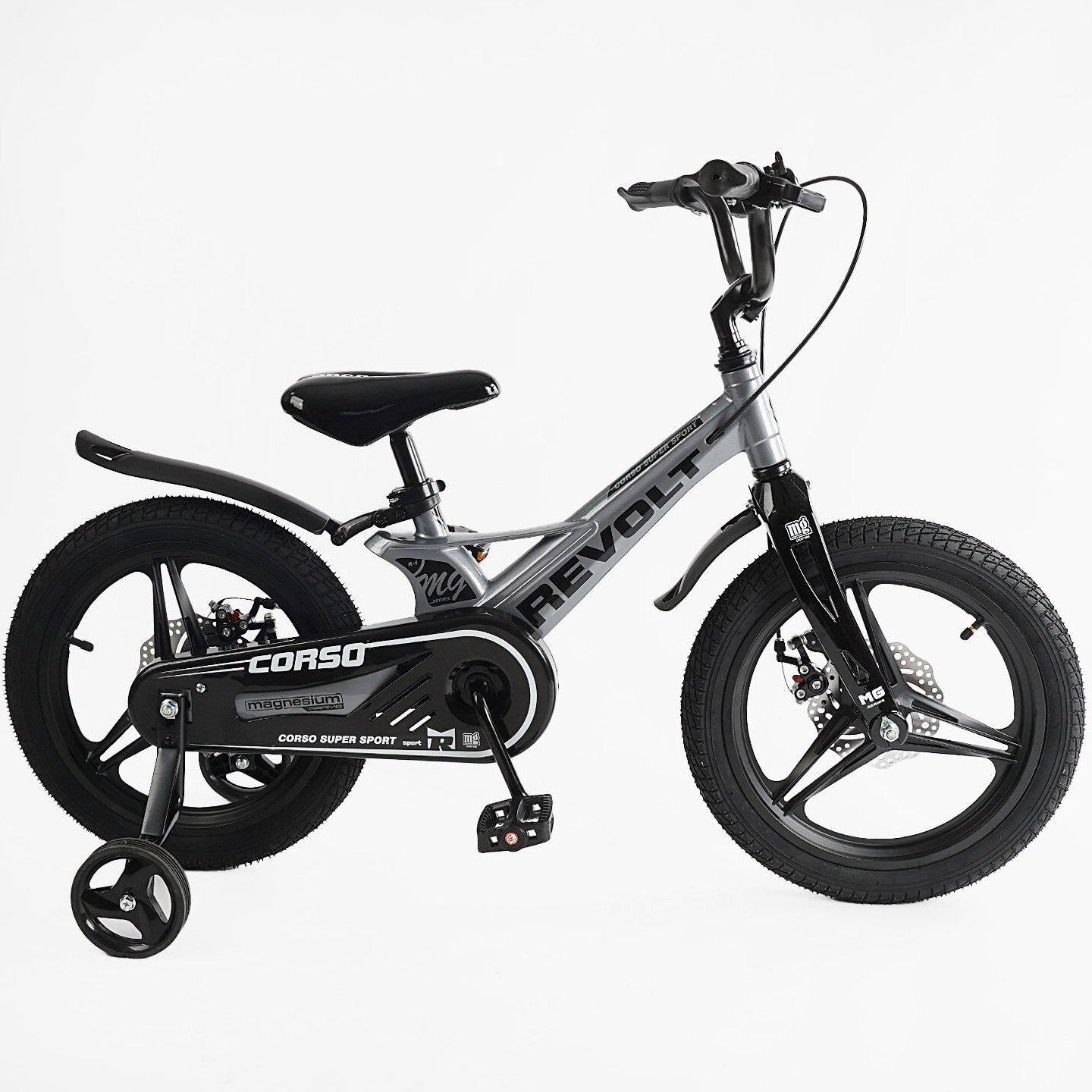 Велосипед двоколісний Corso Revolt 16" дитячий магнієвий Сірий - фото 2 Велосипед двоколісний Corso Revolt 16" дитячий магнієвий Сірий - фото 2