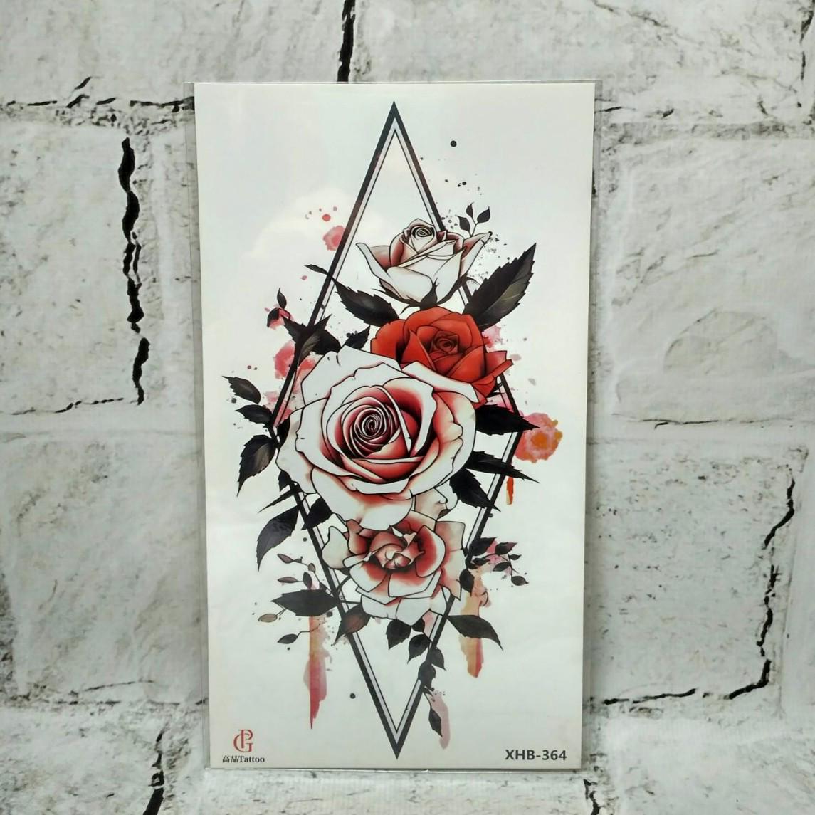 Тату временное Розы лист 11,5x21 см (XHB-364)