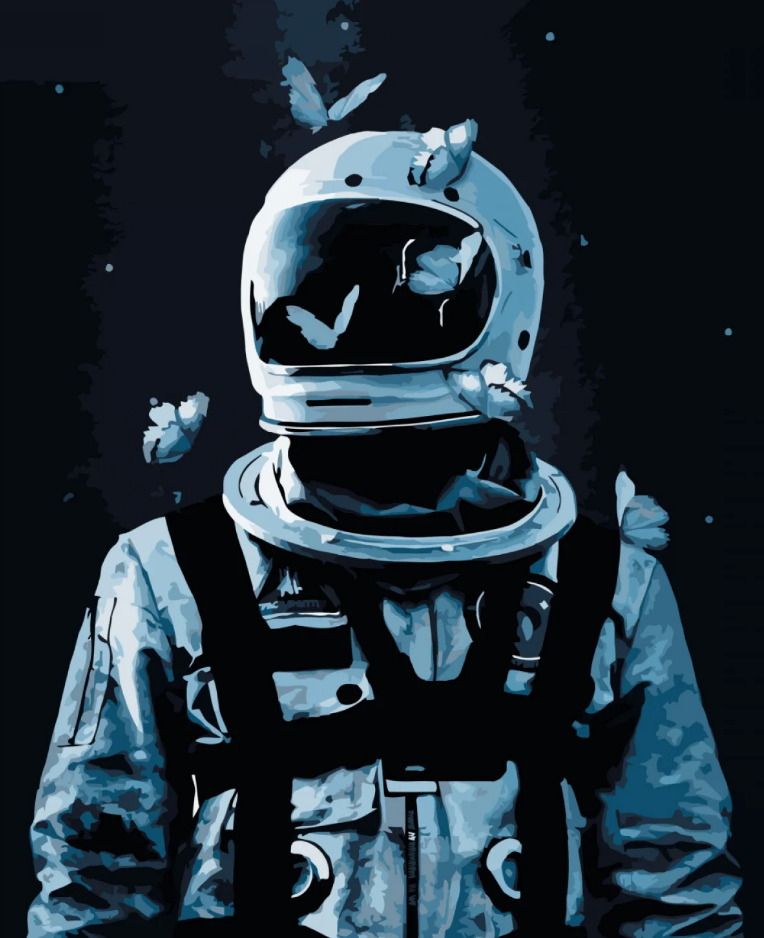 Картина по номерам Strateg Премиум Космонавт с лаком и уровнем 40x50 см (SY6772)