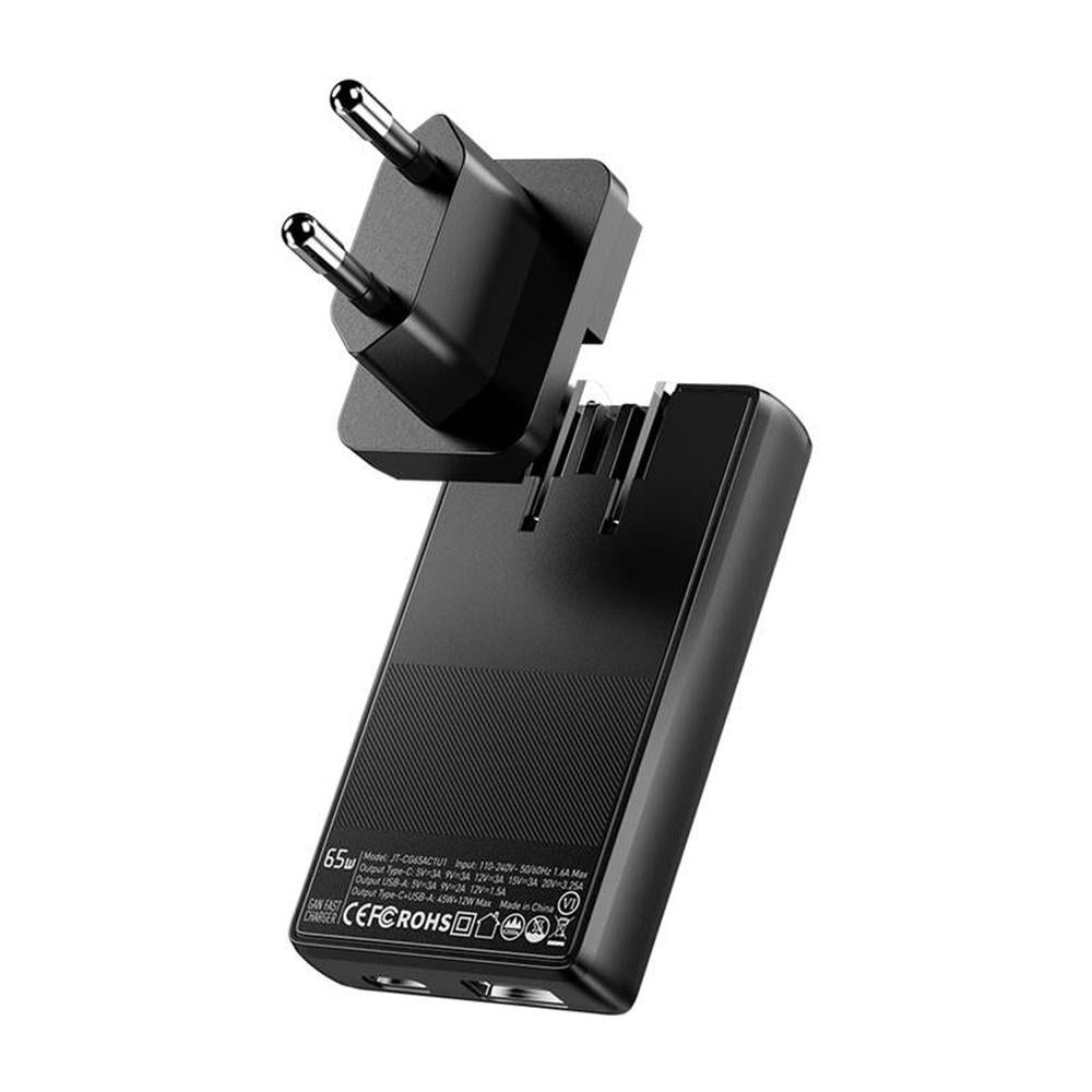 Зарядний пристрій для телефонів ESSAGER Ultra Thin Gan 65W 1C1A Black (19113)