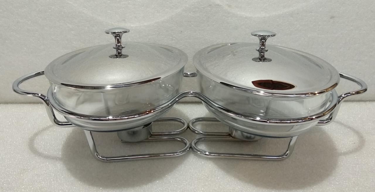 Мармит с крышкой Bohmann двойной из нержавеющей стали на 1,5 л (BH-2012)