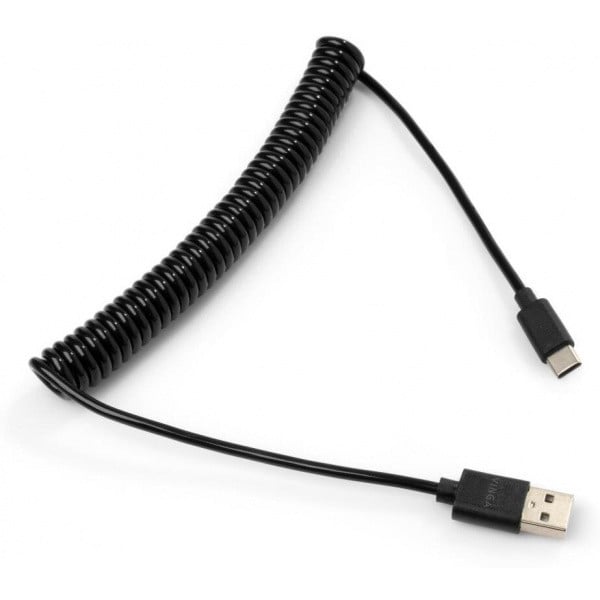 Кабель Vinga USB 2.0 AM to Type-C 1,8 м Spring Black Vinga (VCPDCTCS1.8BK)