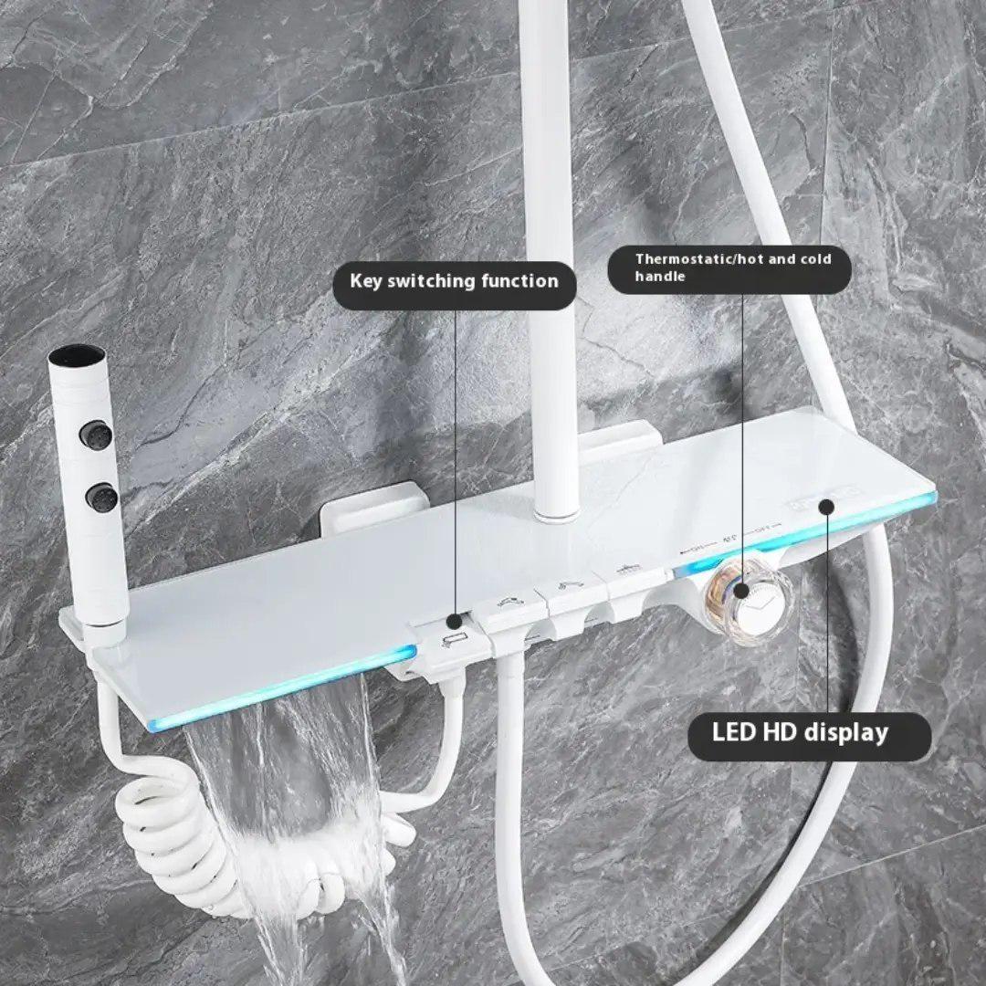 Душова система Epelli Basconi Display Bianco з підсвічуванням/з тропічним душем/лійкою/водоспадом/гігієнічним душем Білий (29505762) - фото 5