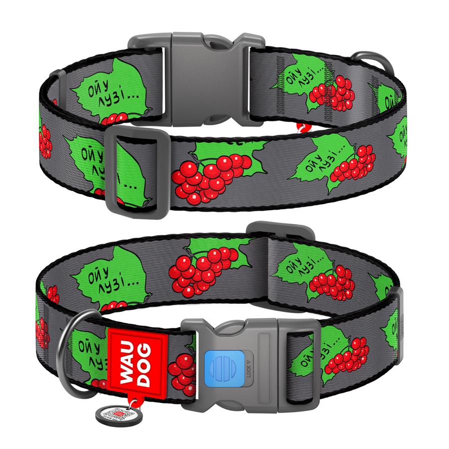 Нашийник для собак з QR-паспортом Waudog Nylon Калина пластиковий фастекс XXL 35 мм 46-70 см Grey (284-0228) - фото 1 Нашийник для собак з QR-паспортом Waudog Nylon Калина пластиковий фастекс XXL 35 мм 46-70 см Grey (284-0228) - фото 1