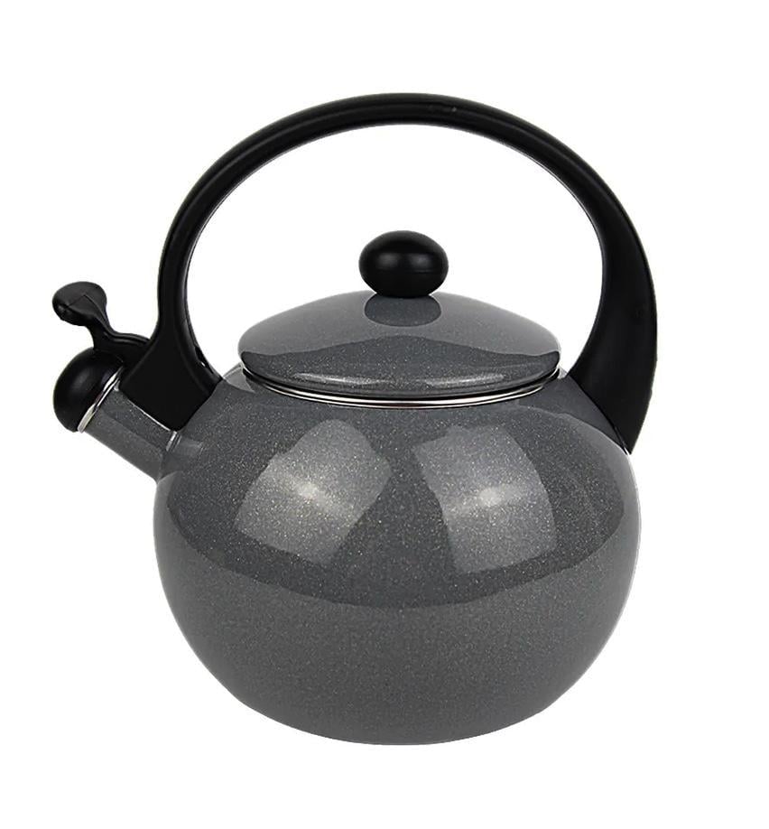 Чайник эмалированный со свистком 2,2 л Серый (1038D) - фото 1