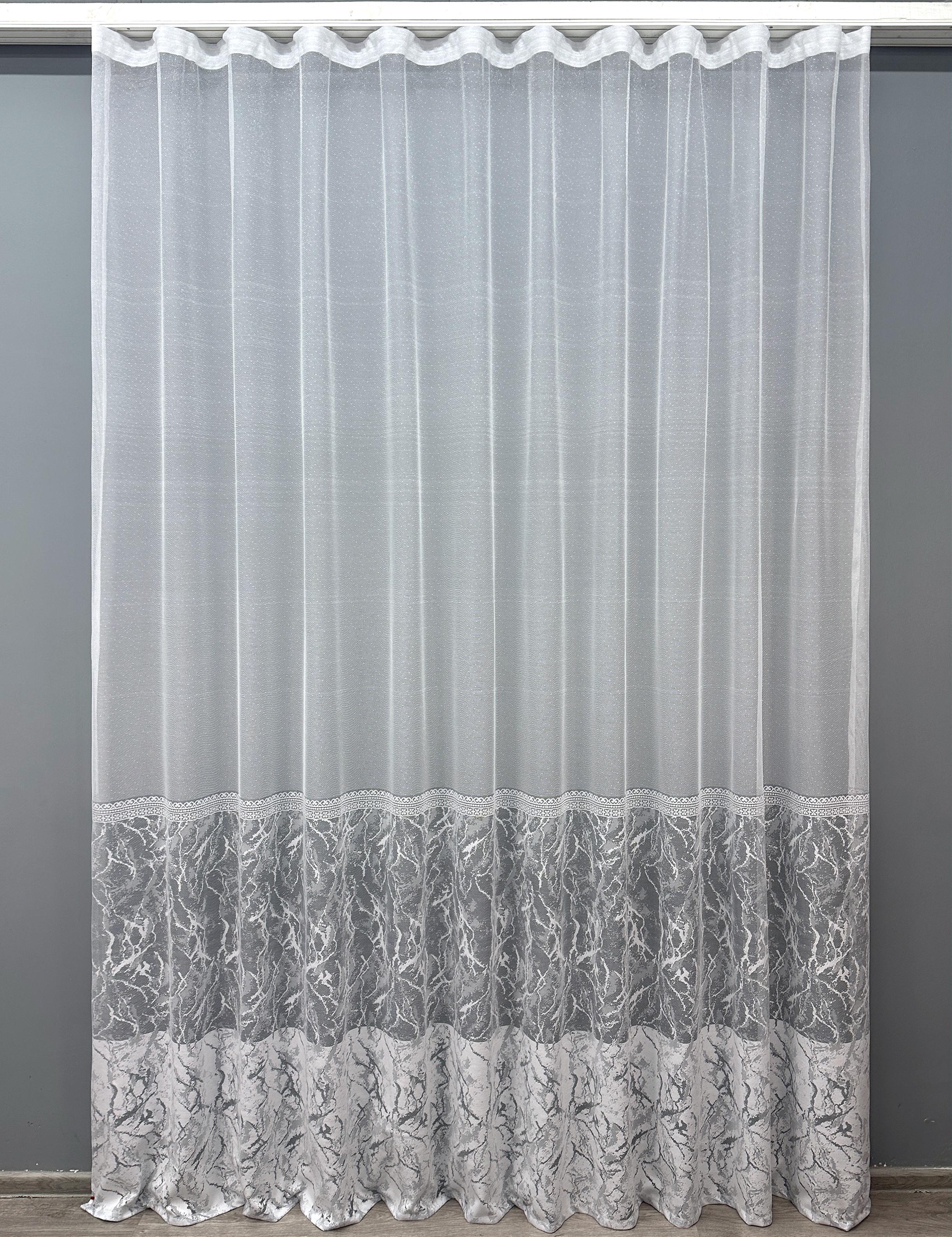 Тюль VR-Textil 1670т жакард 300х270 см Білий/Сірий (42-0682)