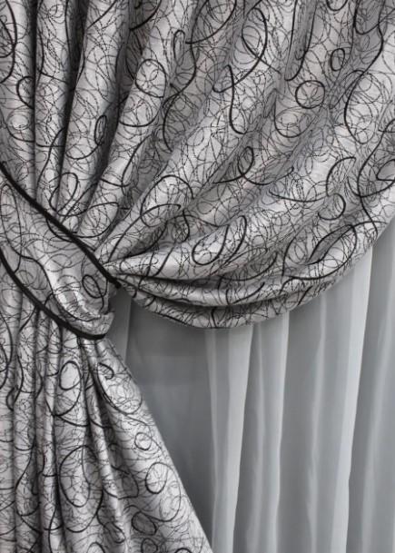 Шторы в гостиную/спальню Жаклин двухсторонний блекаут 1х2,7 м 2 шт. Серый /Черный (670шБ 31-156) - фото 3 Шторы в гостиную/спальню Жаклин двухсторонний блекаут 1х2,7 м 2 шт. Серый /Черный (670шБ 31-156) - фото 3