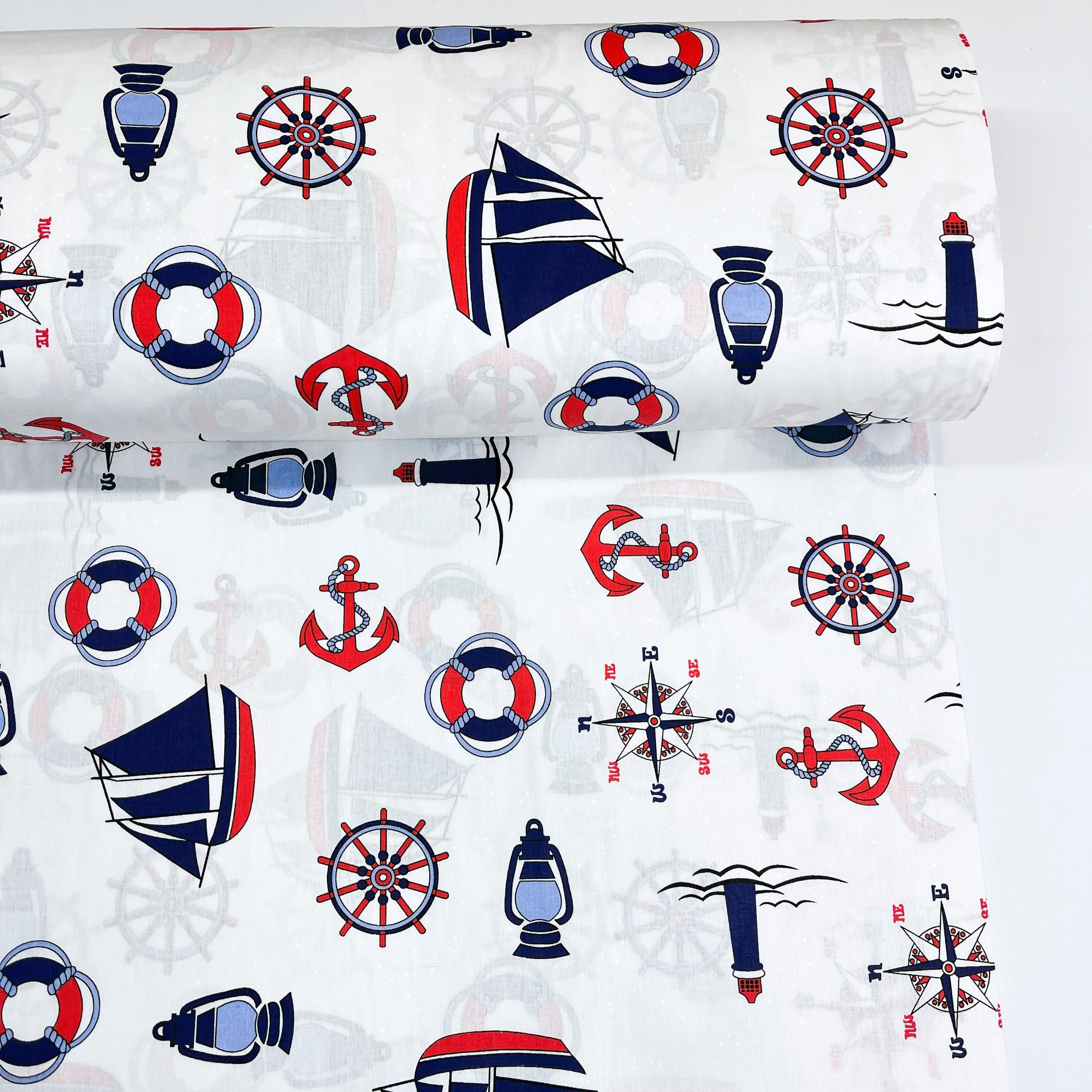Ткань для постельного белья ранфорс детские кораблики 240 см (G-4571/1)