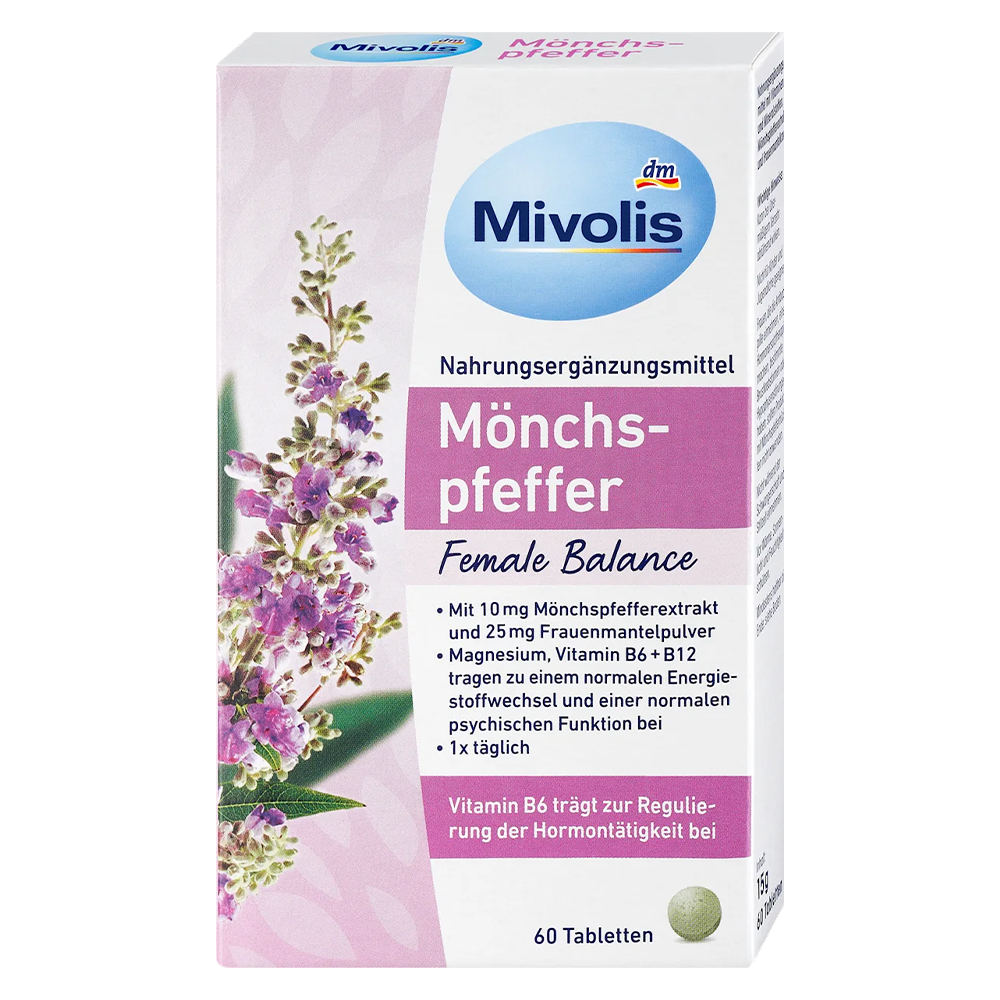 Таблетки DM Mivolis Monchspfeffer для поддержки в особый период месяца 60 таблеток (EPI-15102025-1319)
