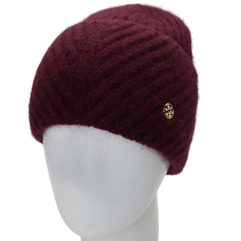 Шапка жіноча з відворотом Novita Кейт ангорова універсальний Марсала (220267)