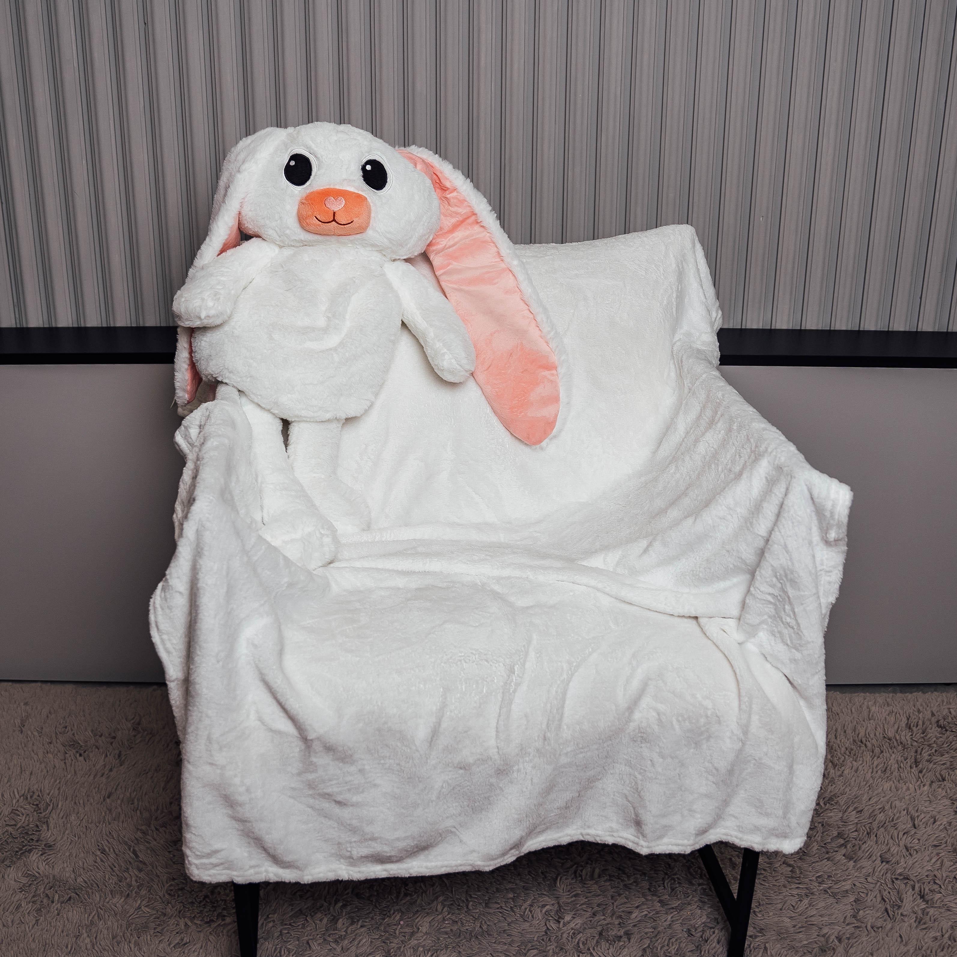 Детский плед/подушка Заяц 140x110 см Белый (88115) - фото 1