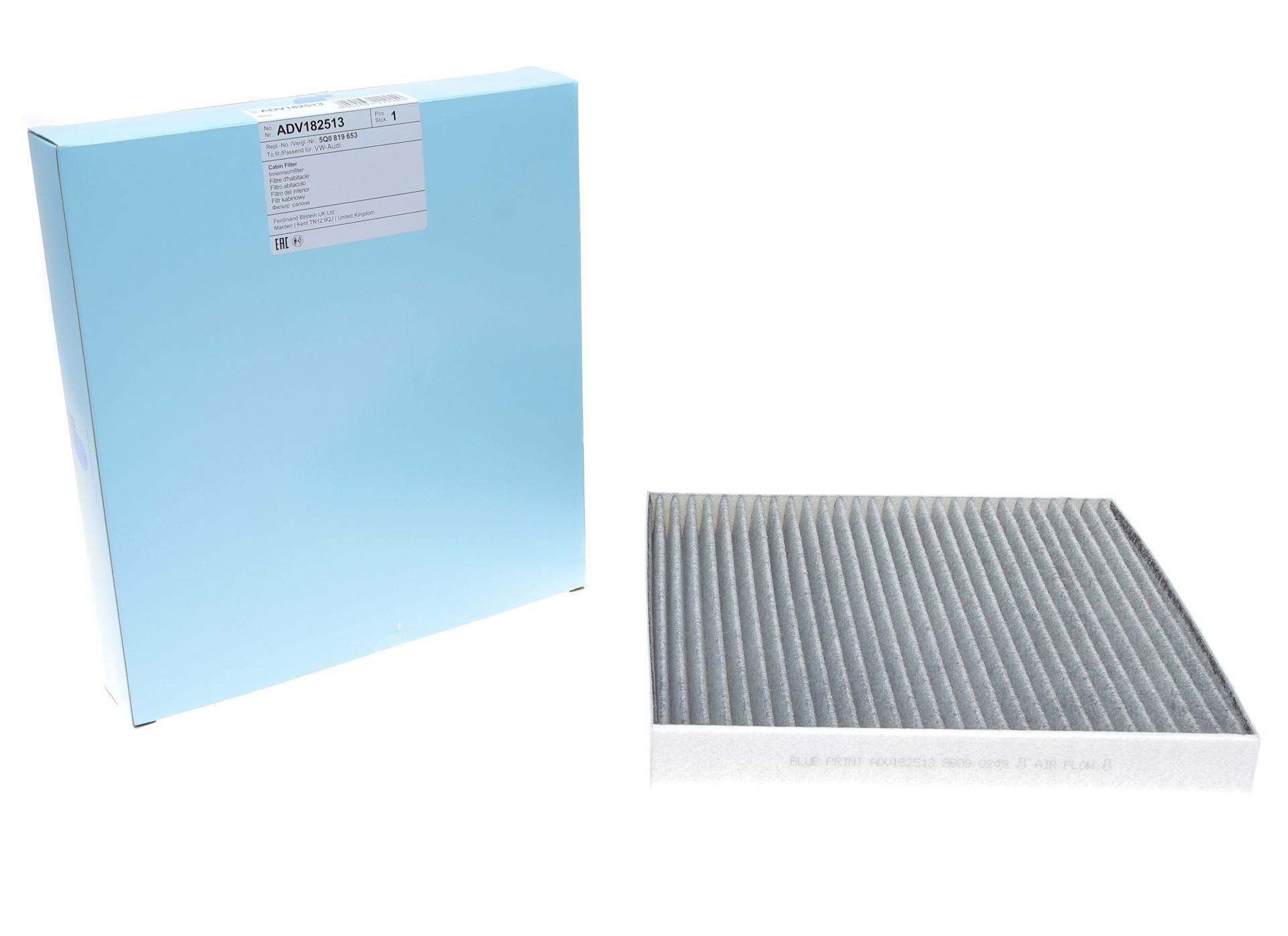 Фільтр салону BLUE PRINT для VW Golf/Passat 14-/Crafter 16-/Skoda Octavia 12-/SuperB 15- вугільний (ADV182513)