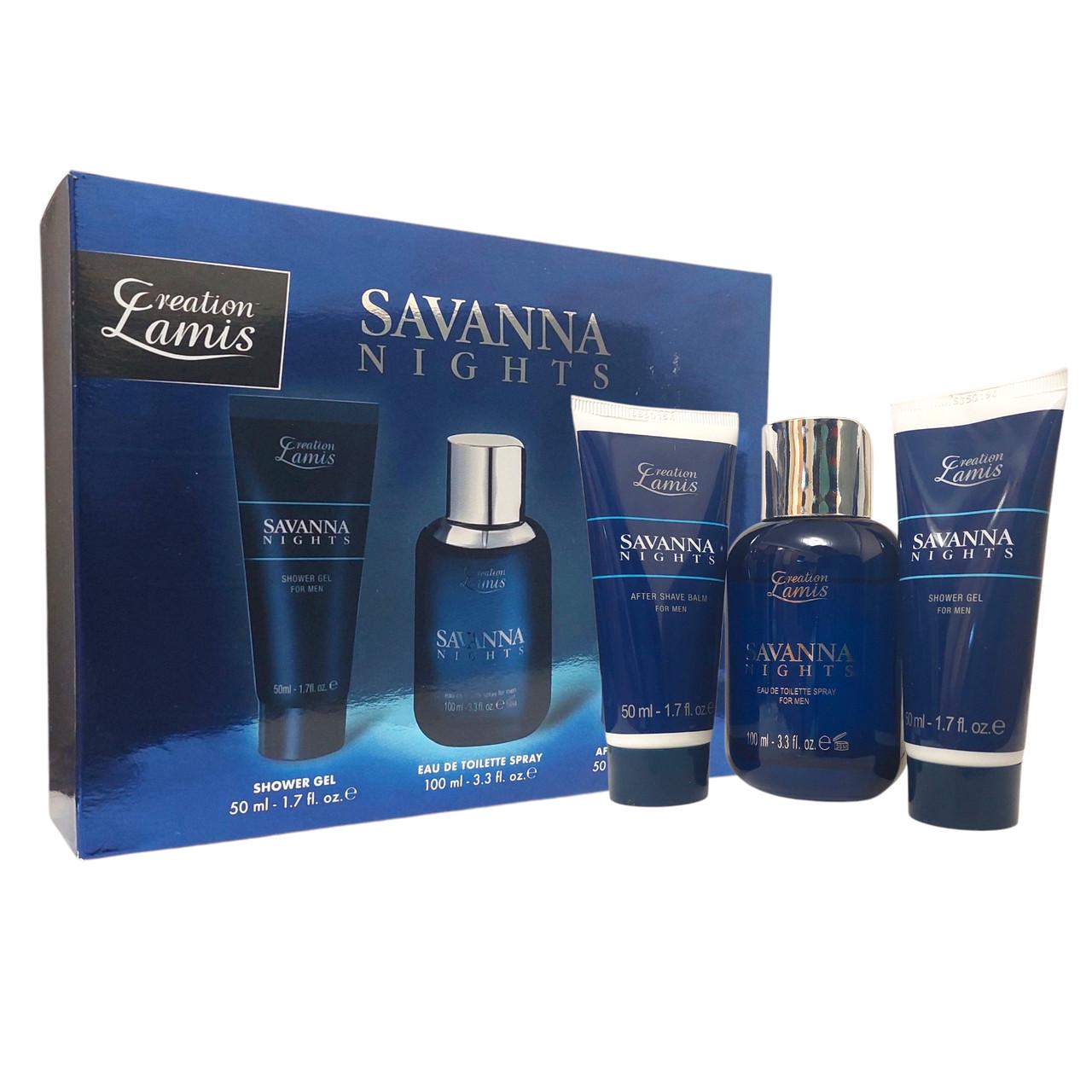 Набор для мужчин Savanna Nights Creation Lamis Туалетная вода/гель для душа/бальзам после бритья Набор для мужчин Savanna Nights Creation Lamis Туалетная вода/гель для душа/бальзам после бритья