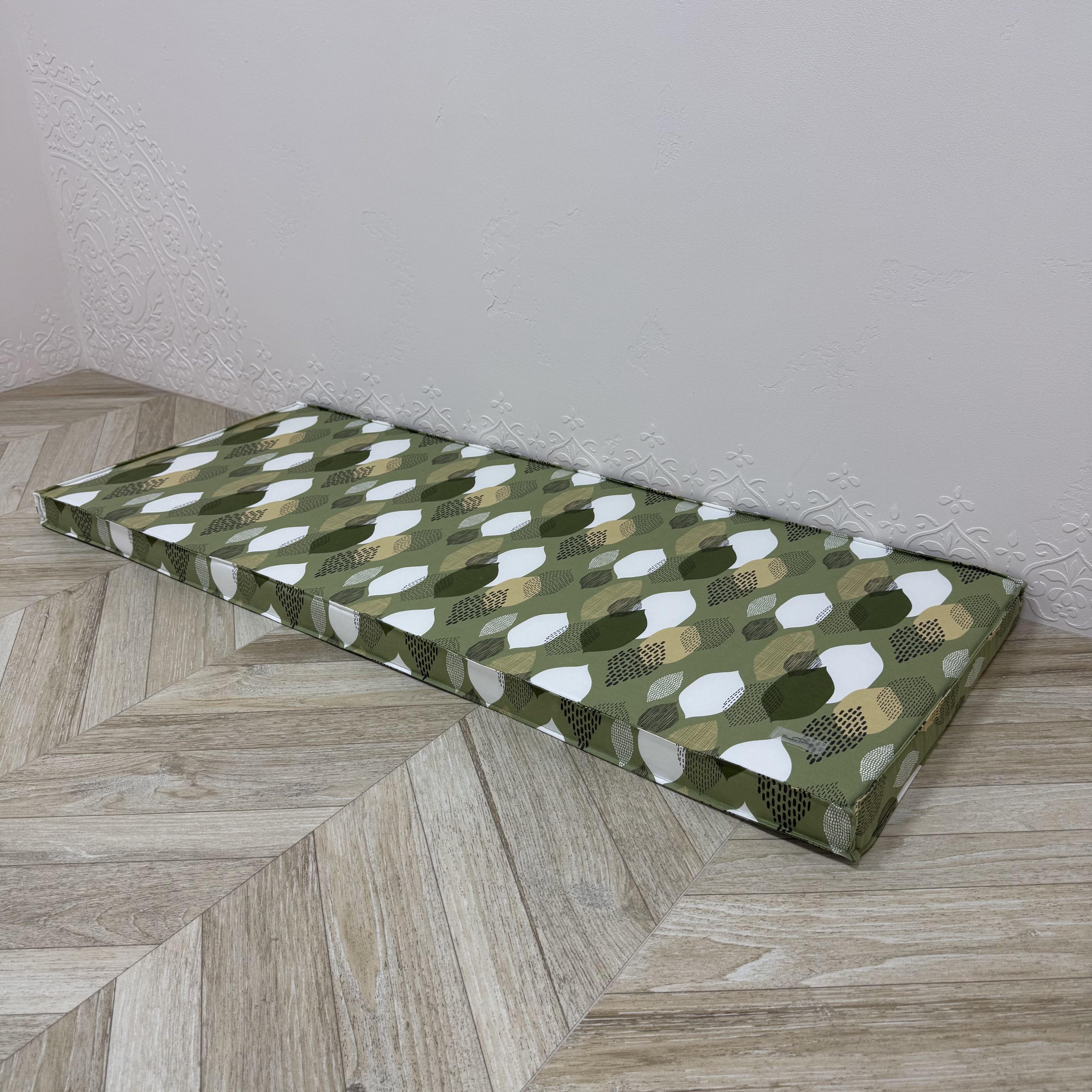 Матрац Comfort Home на підвіконня/каркаси/піддони/садові меблі 120х40х10 см Leaves green