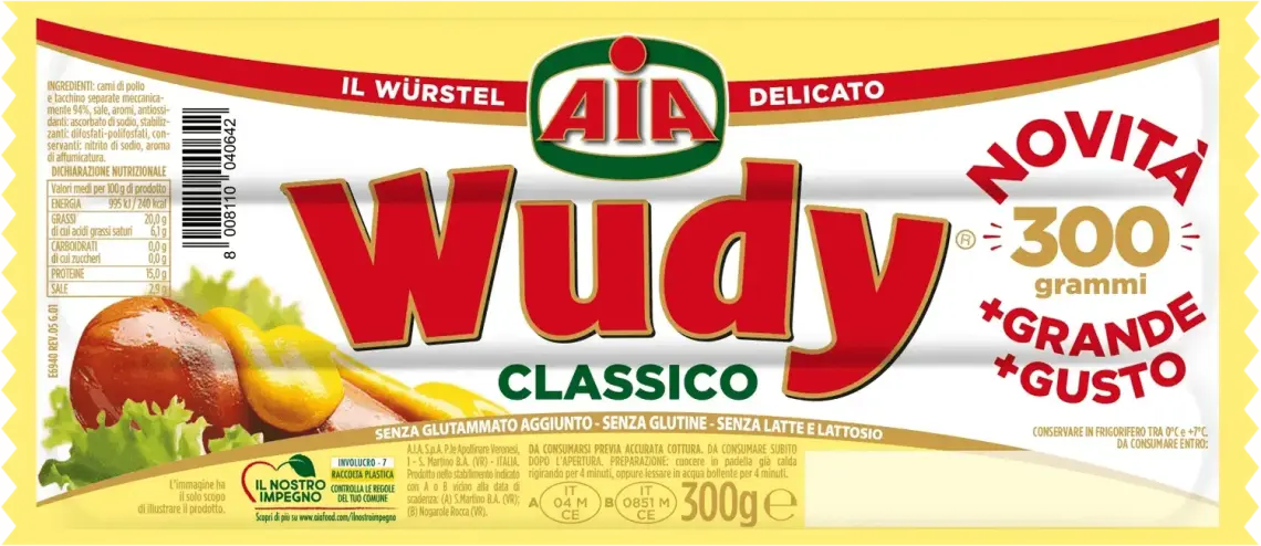 Сосиски Wudy AIA 300 г без глютену та лактози (4415) Сосиски Wudy AIA 300 г без глютену та лактози (4415)