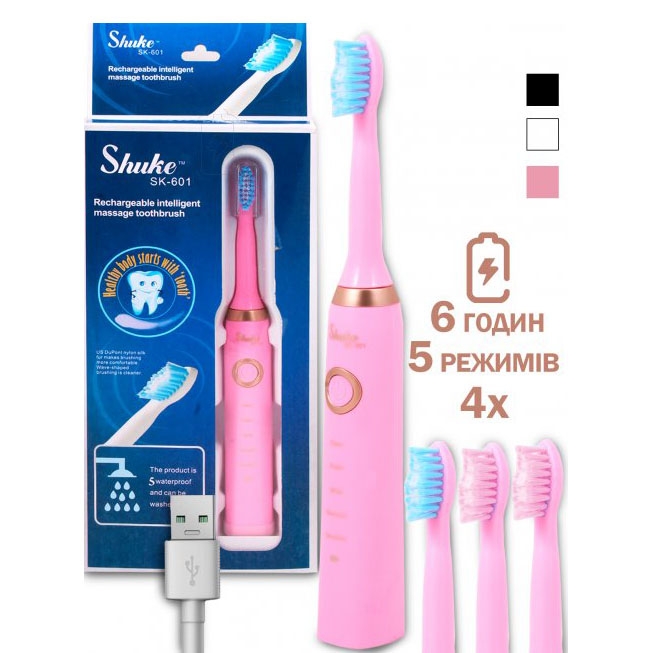 Електрична зубна щітка Shuke SK-601 акумуляторна Pink (14638293) - фото 12