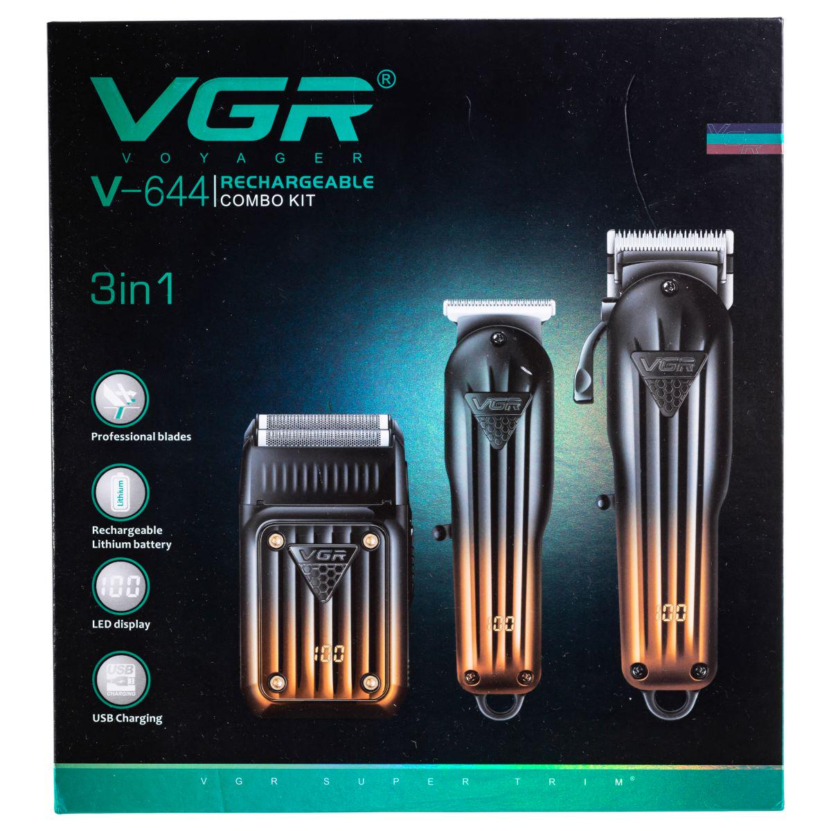 Набор для стрижки VGR V-644 аккумуляторная машинка/триммер/шейвер (7376) - фото 2 Набор для стрижки VGR V-644 аккумуляторная машинка/триммер/шейвер (7376) - фото 2