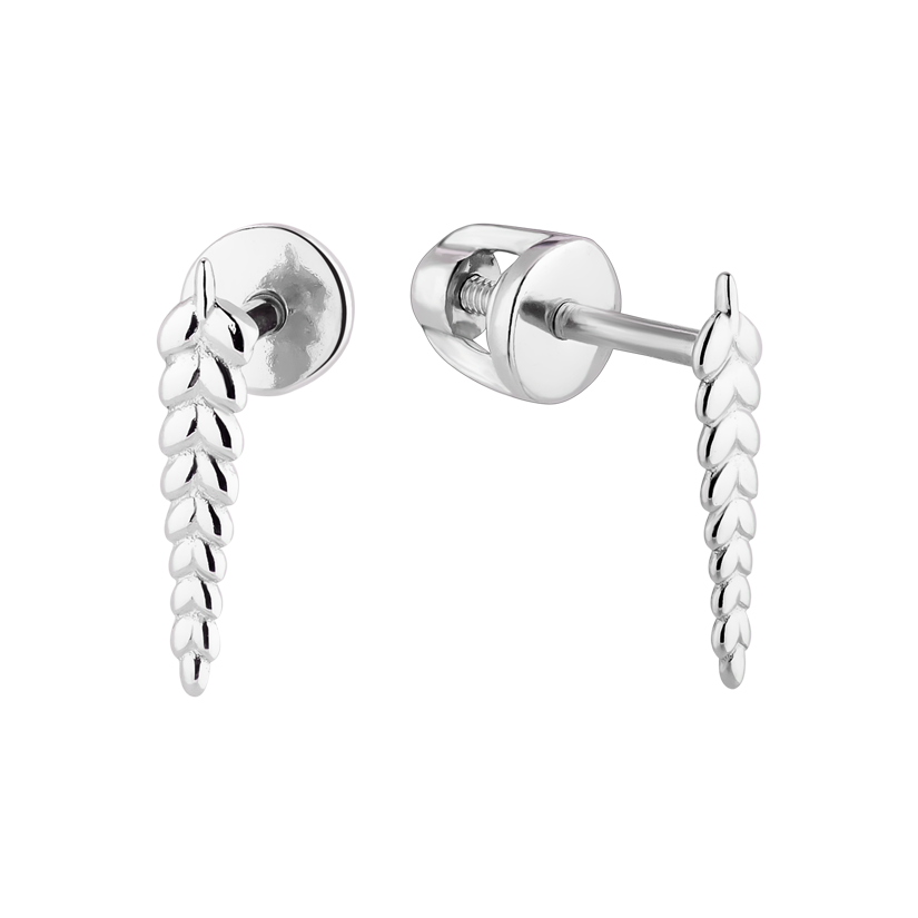 Серьги серебряные Колосья большие с природными мотивами