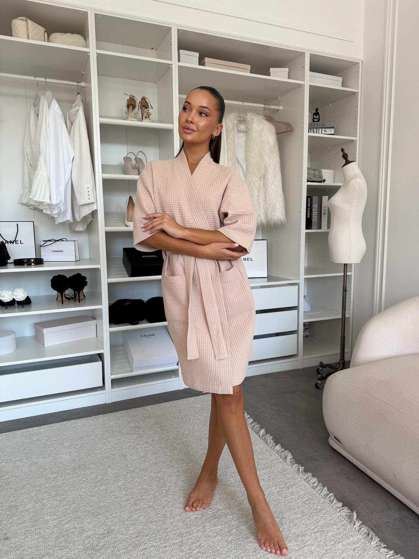 Халат женский COSY вафельный 2XL Бежевый (115)