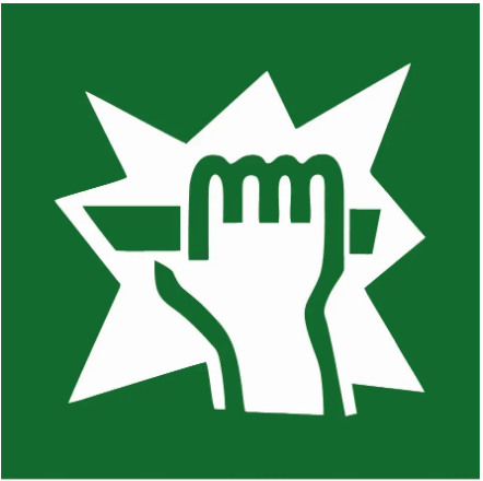 Знак эвакуации Для доступа разбить Зеленый/Белый (д-8056)