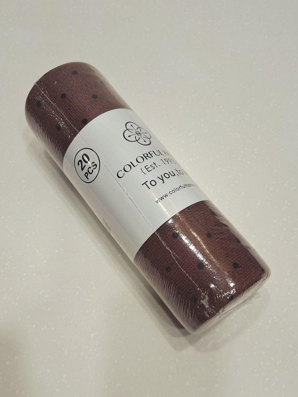 Рушник відривний Горошок з мікрофібри в рулоні 25х25 см Коричневий (1751)