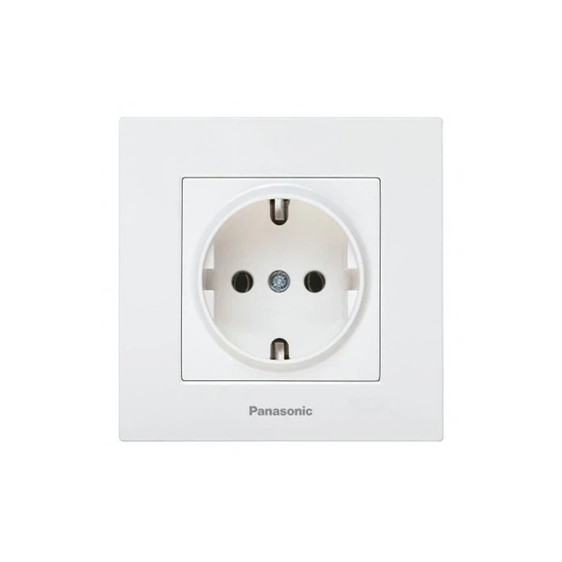 Розетка одинарная Panasonic Karre Plus 55 с заземлением Белый (22819-е)