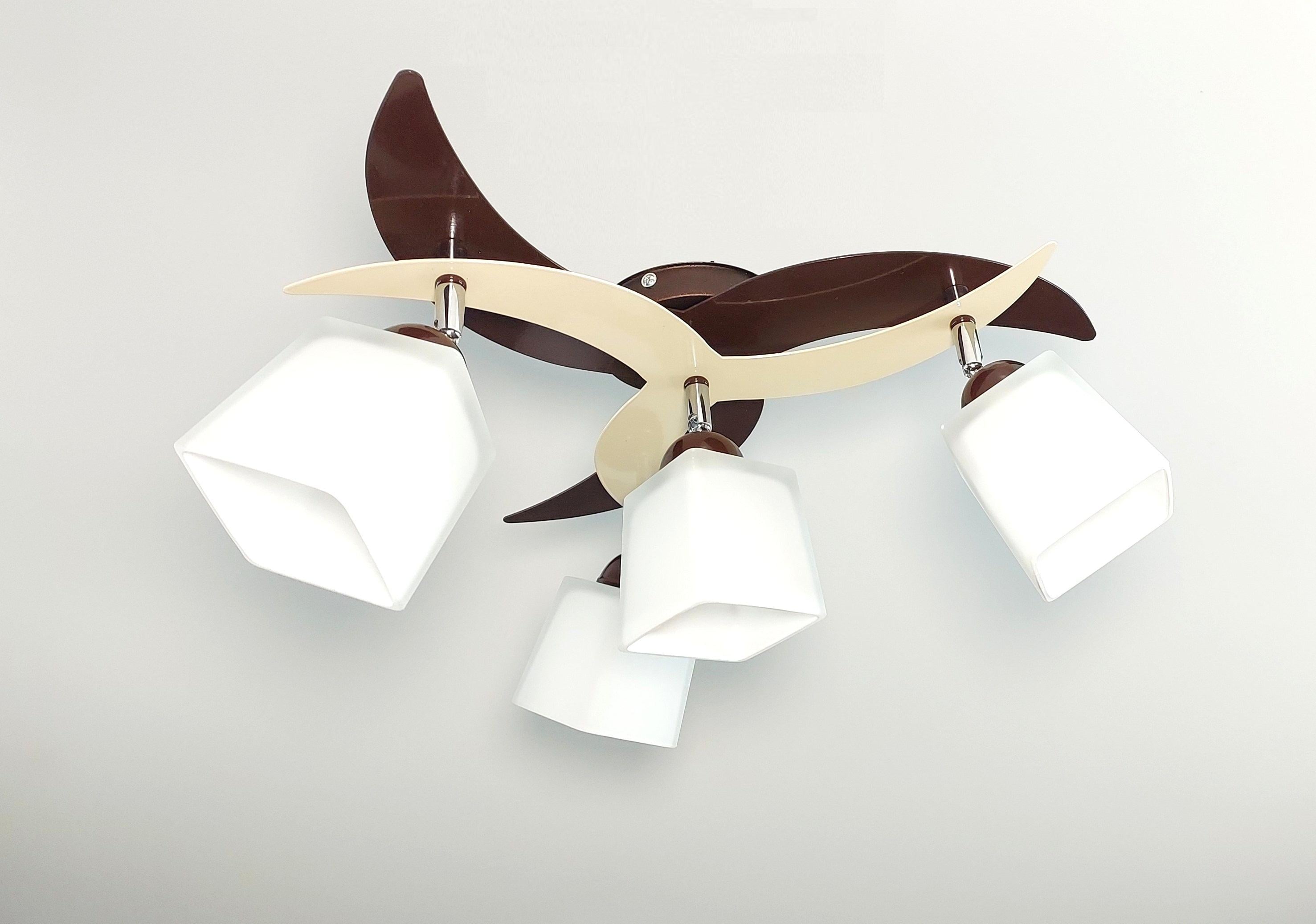 Люстра потолочная 8008/3+1 на четыре поворотных плафона Коричневый/Бежевый