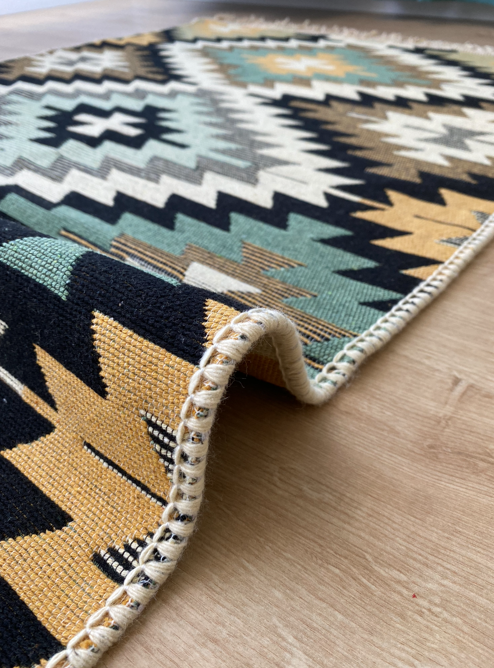 Килимок плетений двосторонній Shana Zummi 80x200 см Зелений - фото 3