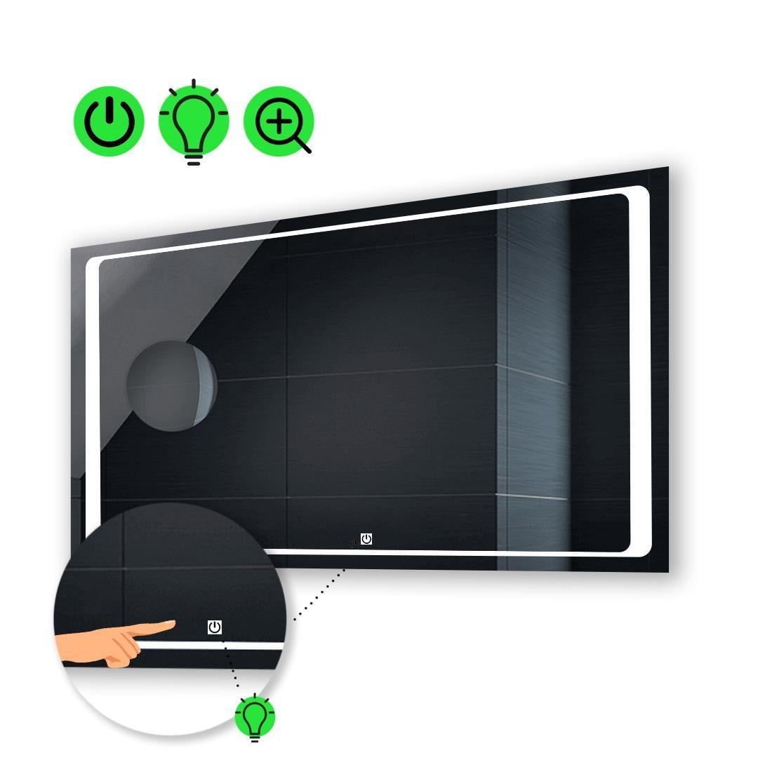 Зеркало с LED подсветкой Emma с сенсором и увеличительной линзой без подсветки 80x60 см (Emmag33)