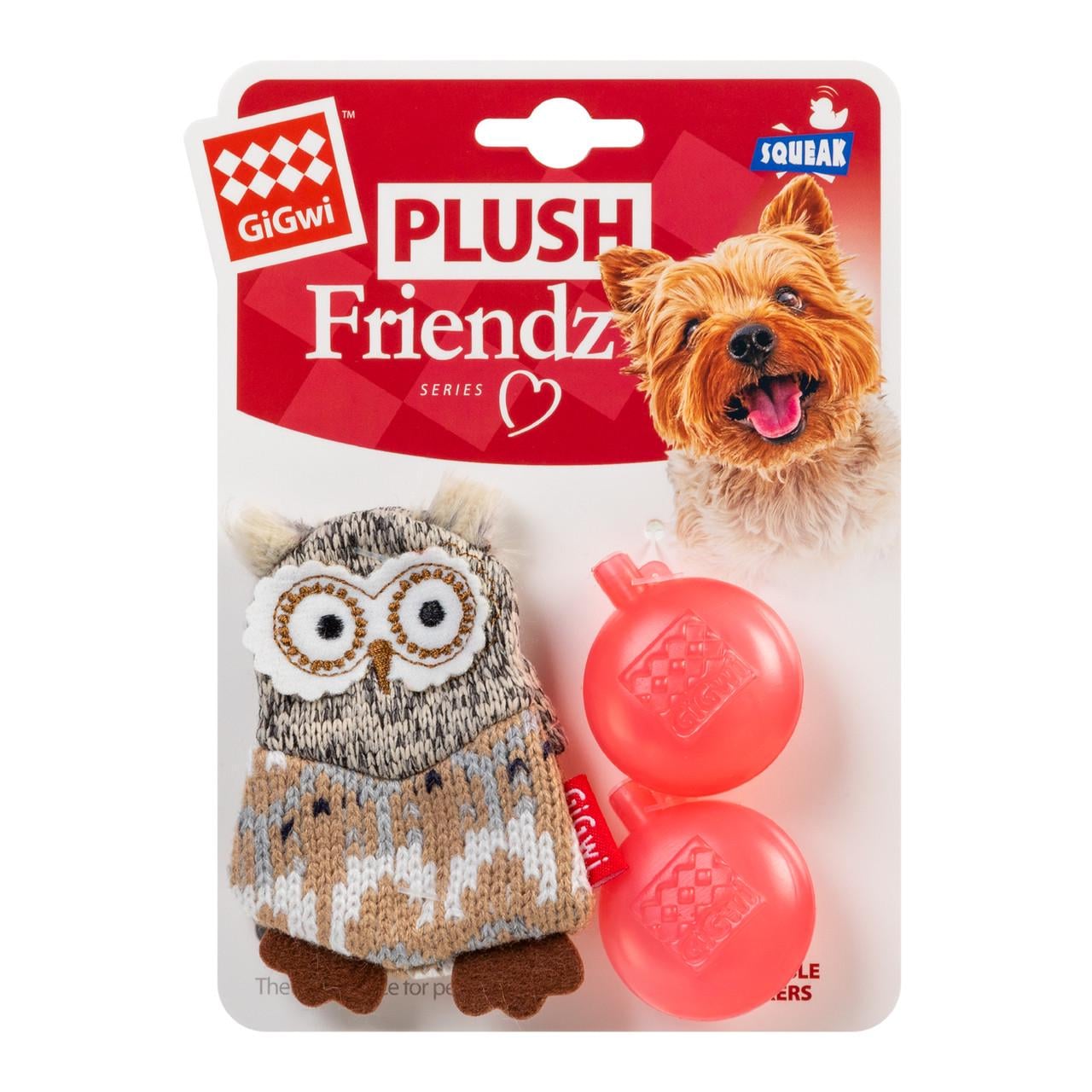 Іграшка для собак GiGwi Plush Сова з пискавкою текстиль 10 см (75036)